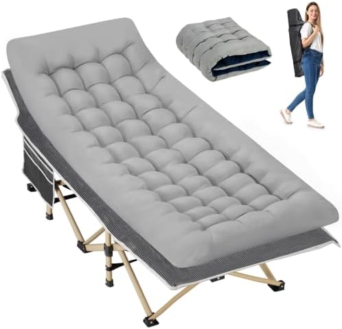 Folding Camping Cot with Mattress for Adults,28" Wide,600LBS by Candockway