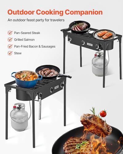 VEVOR 3 Burner Outdoor Propane Gas Stove, Propane LPG Gas Camping Stove, - Image 2