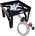 GasOne 200K BTU Propane Burner – Heavy-Duty Propane Stove – Outdoor Burner with Adjustable 0-20Psi Regulator and Steel Braided Hose – Ideal for Home Brewing, Turkey Fry by GasOne