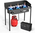 ROVSUN 3 Burner Propane Gas Stove with Carrying Bag, 225,000 BTU Patio Outdoor Camping Burner with Wind Panel & CSA Listed Regulator, Picnic Cooker for Home Patio Cooking Brewing Turkey Frying Canning by ROVSUN
