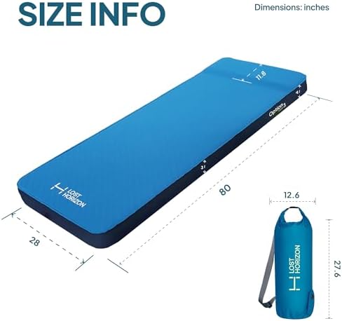 Lost Horizon Self-Inflating Foam Camping Mattress, Single, 3" Thick - Image 6