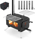 Tent Stove Portable Camping Stove Black Wood Burning Stove Tent Heater for Tents Shelter Heating Outdoor Camping, With Chimney Pipes and Carrying Bag by BiggerFire