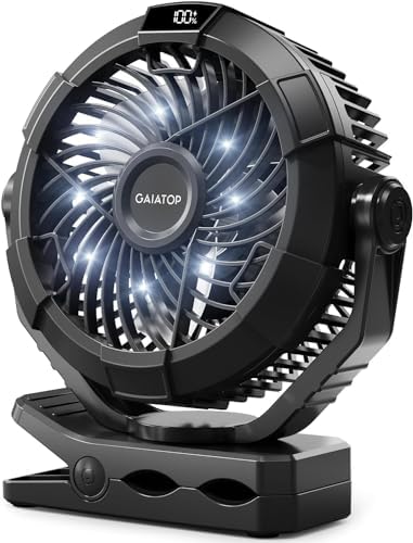 Gaiatop Portable Camping Fan with LED Lantern, Clip on Fan for Tent by GAIATOP