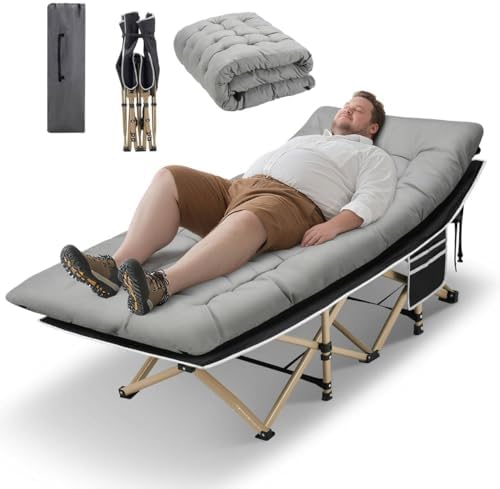 HABUTWAY Camping Cots for Adults, 600lbs Capacity, Folding Camping Cot with Mattress, Sleeping Cots for Adults with Carry Bags for Travel,Beach,Patio,Home Office,Nap Time by HABUTWAYMakeYourLifeComfortable