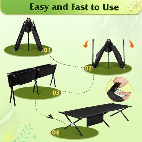 WLIVE Folding Camping Cots for Adults with Carry Bag, 300 lb, Black - Image 5