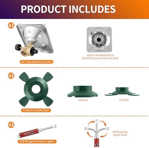 Propane Cylinder Top Stove with Adjustable Burner, 10000BTU Portable Camping/Backpacking Cooker,Camping Stove Propane,Single Burner Propane Stove with a USB Ligther,Camp Gas Stove(Fuel not included) - Image 3