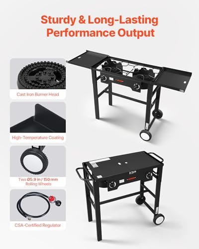 VEVOR 2 Burner Outdoor Propane Gas Stove, Propane LPG Gas Camping Stove, - Image 5