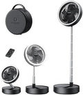 Gaiatop Portable Pedestal Fan 16000mAh Battery [Max 74h Runtime], Foldable Oscillating Standing Fan, Collapsible Desk Fans, LED Light, Case & Remote Control 4 Speeds for Outdoor Travel Camping (Black) by GAIATOP