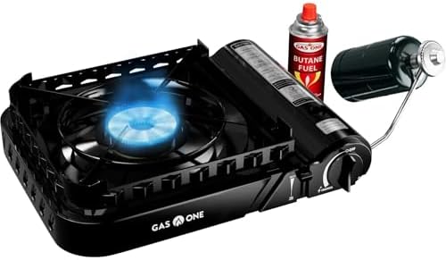 GasOne 15,000 BTU Propane or Butane Stove Dual Fuel Stove Portable Camping Stove - Patented - with Carrying Case Great for Emergency Preparedness Kit by GASONE