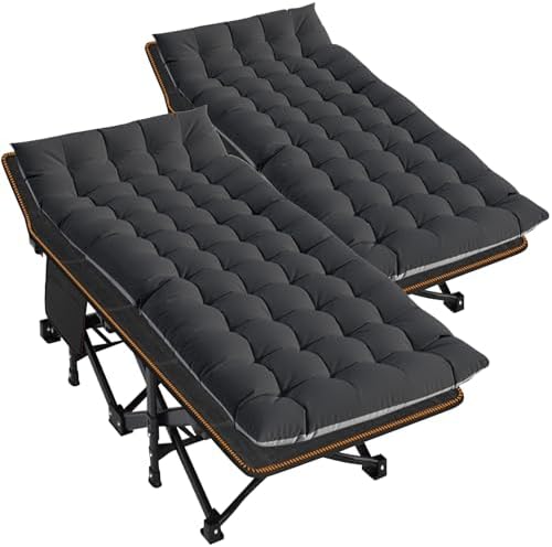 DoCred Oversized XXL Folding Camping Cot with Mattress, 2 Pack 32" Wide Cot by DoCred