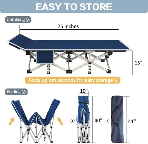2 Pack Camping Cot with Mattress, Camping Cots for Adults - Image 5