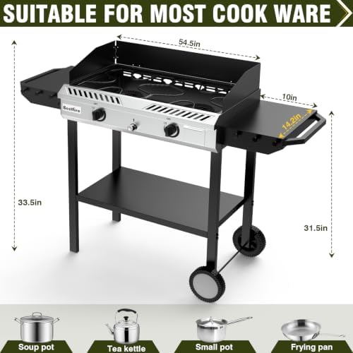 Bestfire Propane Camp Stove 150,000 BTU with Dual Cast Iron Burners - Image 2
