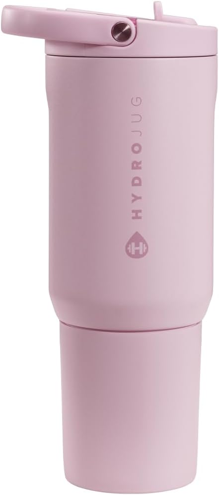 HydroJug Sport - Stainless Steel Tumbler with Straw, Vacuum Insulated, 20oz Leakproof Water Bottle, Ergonomic Design, Reusable, Dishwasher Safe, Rubber Base, Durable for Gym or Outdoors, Sweet Pea by Hydrojug