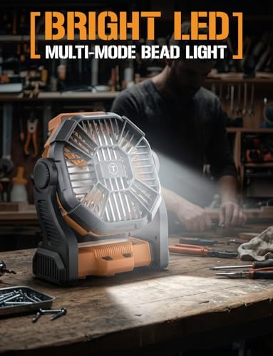 ToughTested Rechargeable Camping Fan with LED Light, 4-Speed, 58H Runtime - Image 5