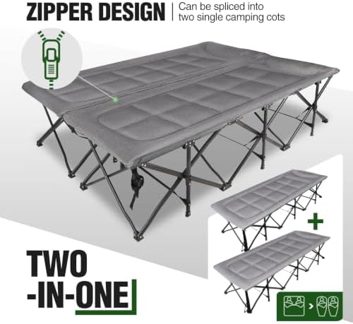 RedSwing 2 Person Camping Cot for Adults, Grey with Sleeping Bags 2pcs - Image 7