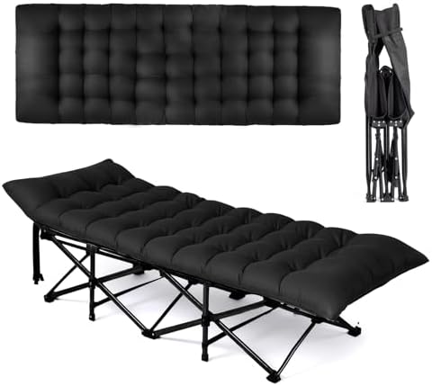 VINGLI Folding Camping Cot Bed,Camping Cots for Adults with Mattress, Foldable Cots for Sleeping with Pillow 1200D Layer Oxford for for Guest,Travel,Hiking-Black 1P - Image 5