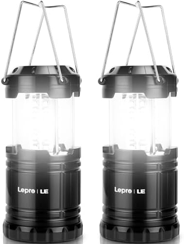Lepro LED Camping Lanterns Battery Powered, Collapsible, IPX4 Water Resistant, Outdoor Portable Lights for Emergency, Hurricane, Storms and Outages by Lepro