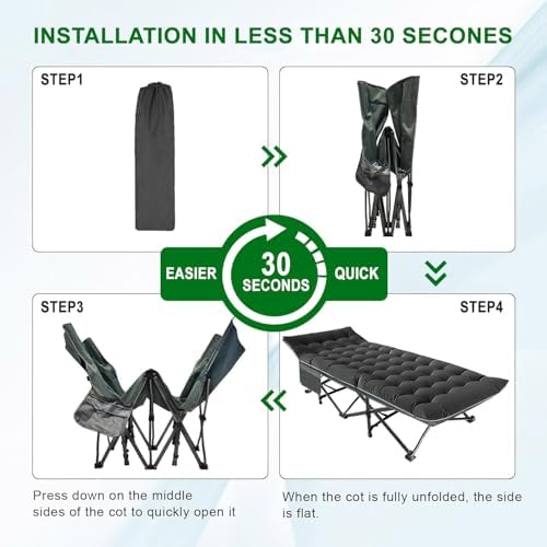 Camping Cot, 28'' Wide Sleeping Cots for Adults, Indoor & Outdoor with Pad - Image 5