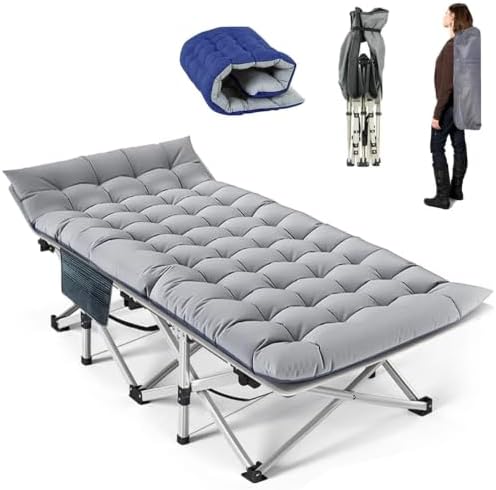 10-Leg Heavy Duty Camping Cot for Adults with Mattress by Unknown