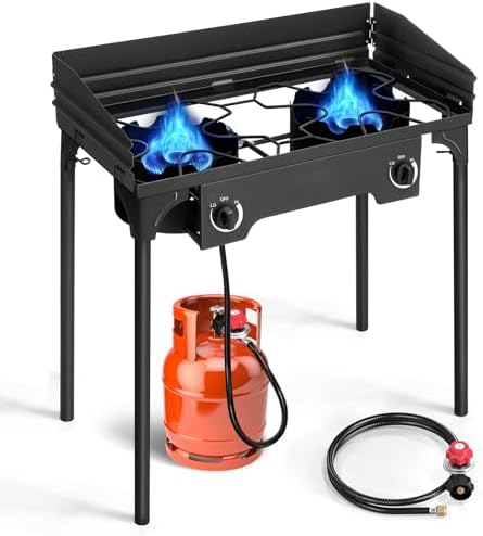 Outvita 2 Burner Propane Gas Stove, 150,000 BTU Outdoor Camping Cooker by Outvita