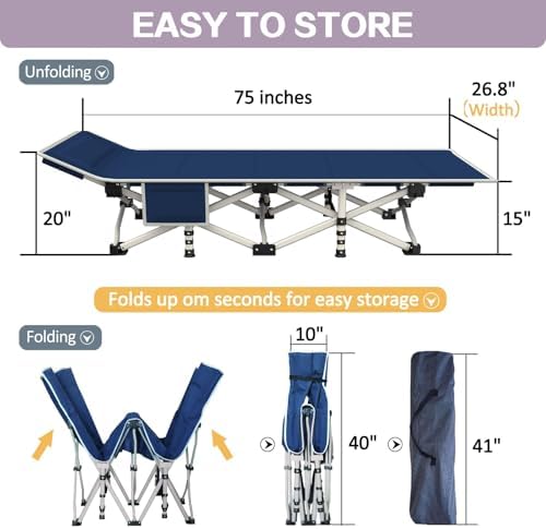Camping Cot with Mattress 27 inch, Sleeping Cots for Adults - Image 6
