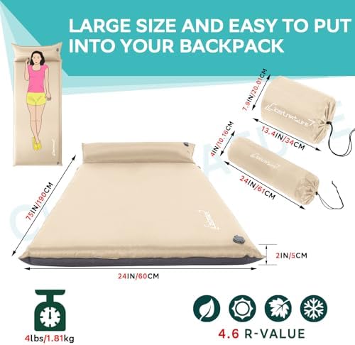 Clostnature 2in Lightweight Self Inflating Sleeping Pad for Camping - Image 2