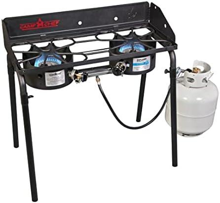Camp Chef Explorer, Two Burner Stove, Two 30,000 BTU's cast-aluminum burners, Cooking Dimensions: 14 in. x 32 in, Black by CampChef