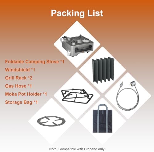 27000 BTUs 2 Burner Folding Camp Stove, Propane Gas Stove for Camping - Image 7