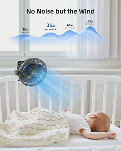 Koonie 8" Clip on Fan, 10000mAh Rechargeable Battery, Strong Airflow, Blue - Image 4