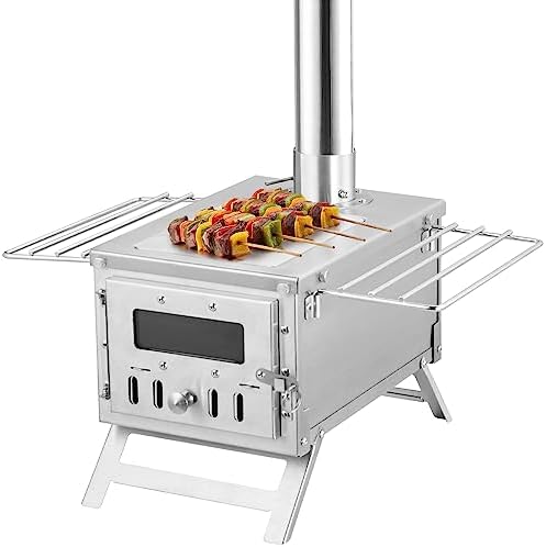 VEVOR Camping Wood Stove Stainless Steel Camping Tent Stove, Portable Wood Burning Stove with Chimney Pipes & Gloves, 640in³Firebox Hot Tent Stove for Outdoor Cooking and Heating with 8 Pipes - Image 4