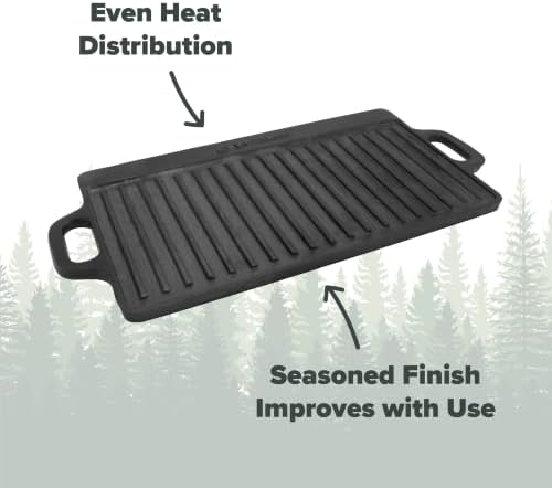 Coghlan's Cast Iron Griddle – Reversible Pre-Seasoned Camping Cookware for Grilling, Frying, and Outdoor Cooking – Durable and Versatile Skillet Pan, 18 x 9 Inches - Image 4
