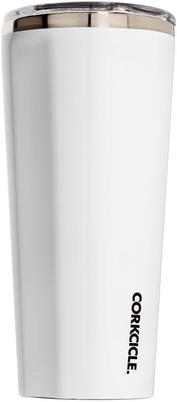 Corkcicle Classic Tumbler - Keeps Drinks Hot for 3 Hours - Triple-Insulated Stainless Steel - Cupholder Friendly - Holiday Mug Gift - Great for Gifting Warmth - 24 oz - Gloss White by Corkcicle
