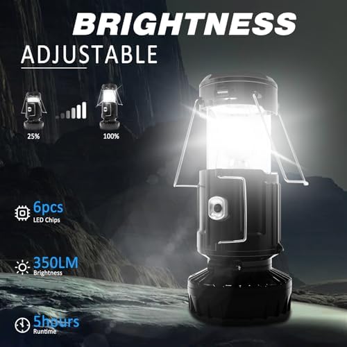 DIBMS 2-Pack Solar Camping Fan w/ Lantern, Collapsible LED Hanging Lights - Image 4