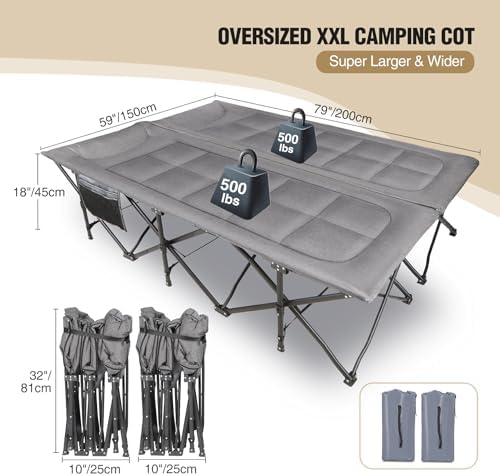 REDCAMP 2 Person Extra Wide Camping Cots for Adults 500lbs - Image 3