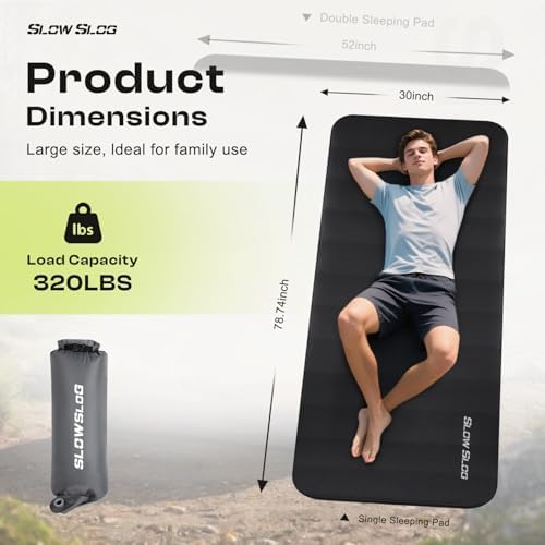 Self-Inflating Sleeping Mats for Camping 10cm Foam Sleeping Pad, Black - Image 3