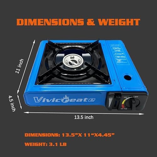 vivicreate 7000 BTU Portable Stove, Camping Stove, Butane Stove, Outdoor stove,Korean style BBQ stove,Blue - Image 4