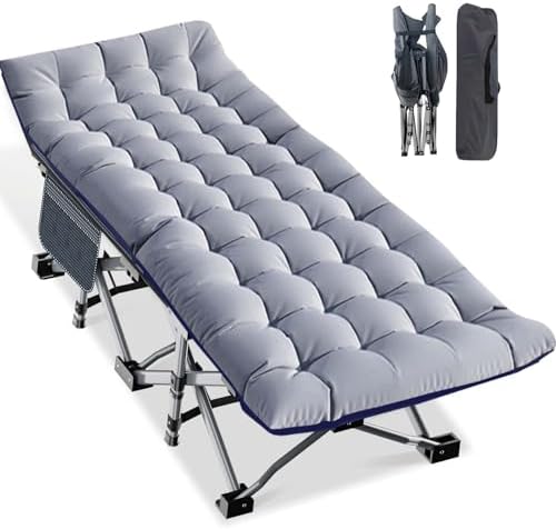 LILYPELLE Oversized XXL Folding Camping Cot, 78" L x 32" W x 18" H Heavy Duty Sleeping Cots with Carry Bag, Double Layer Oxford Portable Travel Camp Cots for Home, Office Nap and Outdoor Beach by LILYPELLE