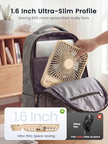 Warmco D3 Portable Travel Fan 10000mAh, Ultra-Slim, 24H Runtime - Image 3