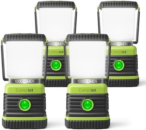 Consciot 1000LM Battery Powered LED Camping Lantern, 4 Light Mode, Dimmable by Consciot