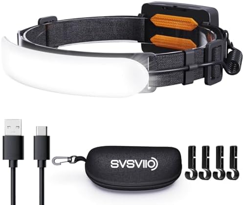 svsviio Rechargeable Headlamp PRO,5000mAh 1500 Lumen Super Bright 230°Beam LED Head Lamp,Headlights for Forehead,3 Modes,IPX6 Headlamps for Adults Camping/Hiking/Hard Hat/Mechanic by BORNFORTHEBEST