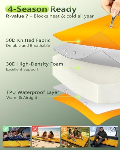 Self-Inflating Sleeping Pad with Built-in Pillow, 8R-Value 4 Season - Image 5
