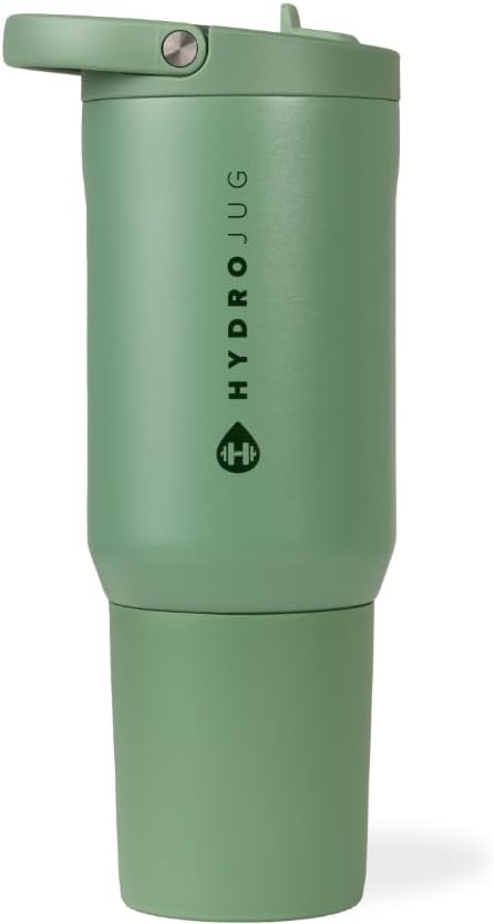 HydroJug Sport - Stainless Steel Tumbler with Straw, Vacuum Insulated, 20oz Leakproof Water Bottle, Ergonomic Design, Reusable, Dishwasher Safe, Rubber Base, Durable for Gym or Outdoors, Sage by Hydrojug