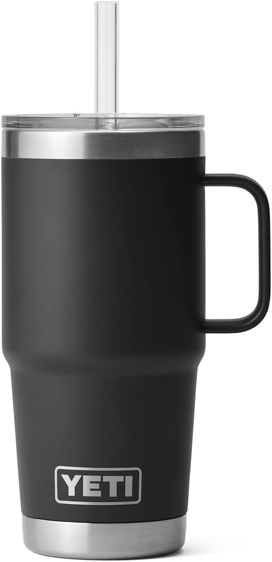 YETI Rambler 25 oz Tumbler with Handle and Straw Lid, Travel Mug Water Tumbler, Vacuum Insulated Cup with Handle, Stainless Steel, Black - Image 5