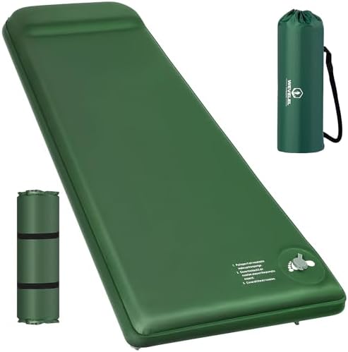 Wevelel Memory Sleeping Pad, 3.1" Ultra-Thick Foam Sleeping Mats for Camping, Easy Inflate&Deflate,9.5 R-Value Insulated Camping Mattress Pad with Pillow, for Car Travel Tent by Unknown