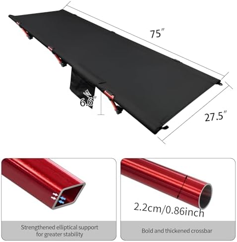 Sutekus Portable Camping Cot, Ultralight & Easy to Set Up, for Outdoor Hiking Travel Beach Mountaineering (Black) - Image 2