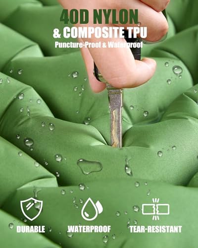 AKSOUL Self Inflating Sleeping Pad: Camping Inflatable Single Bed Air Mattress - Lightweight Sleep Mats - Compact Ultralight Pad for Camp Hiking Travel - 10CM - Green - Image 6