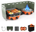 2 Burner Propane Camping Stove with Windshield,20,000 BTUs Folding Portable Camp Stove with Frying Pan,Carrying Bag,Dual Gas Stoves Easy Carrying for Tailgating,Camping,BBQ (Orange, Medium) by NEBELTREKK