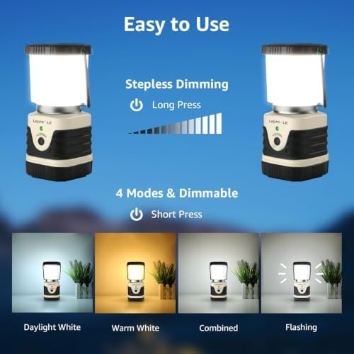 Lepro 1000LM LED Camping Lantern Rechargeable with 4 Light Modes, White - Image 2