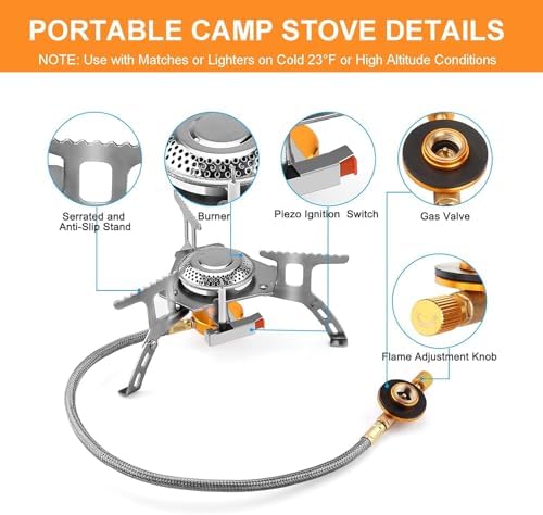 WADEO Camping Stove, 3700W Portable Backpacking Stove with Piezo Ignition - Image 4