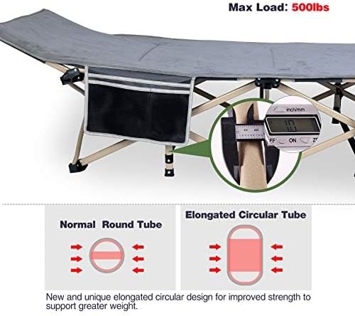 REDCAMP Camping Cot for Adults,Sleeping Cot Bed with Pad, Travel Camp Cots Portable for Outdoor Home Office,Gray - Image 4